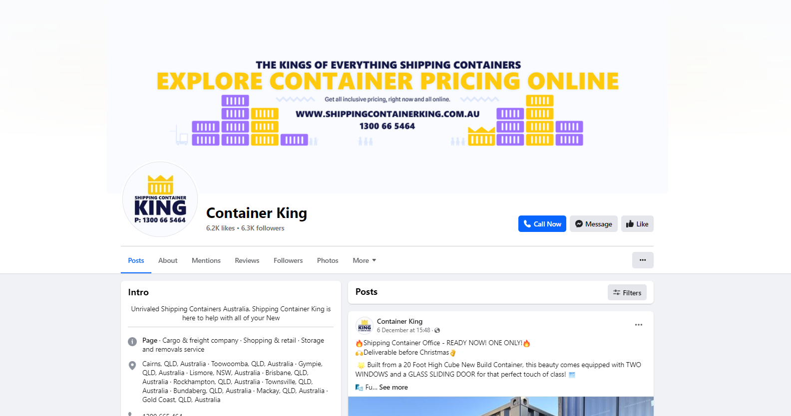 Shipping container king facebook profile