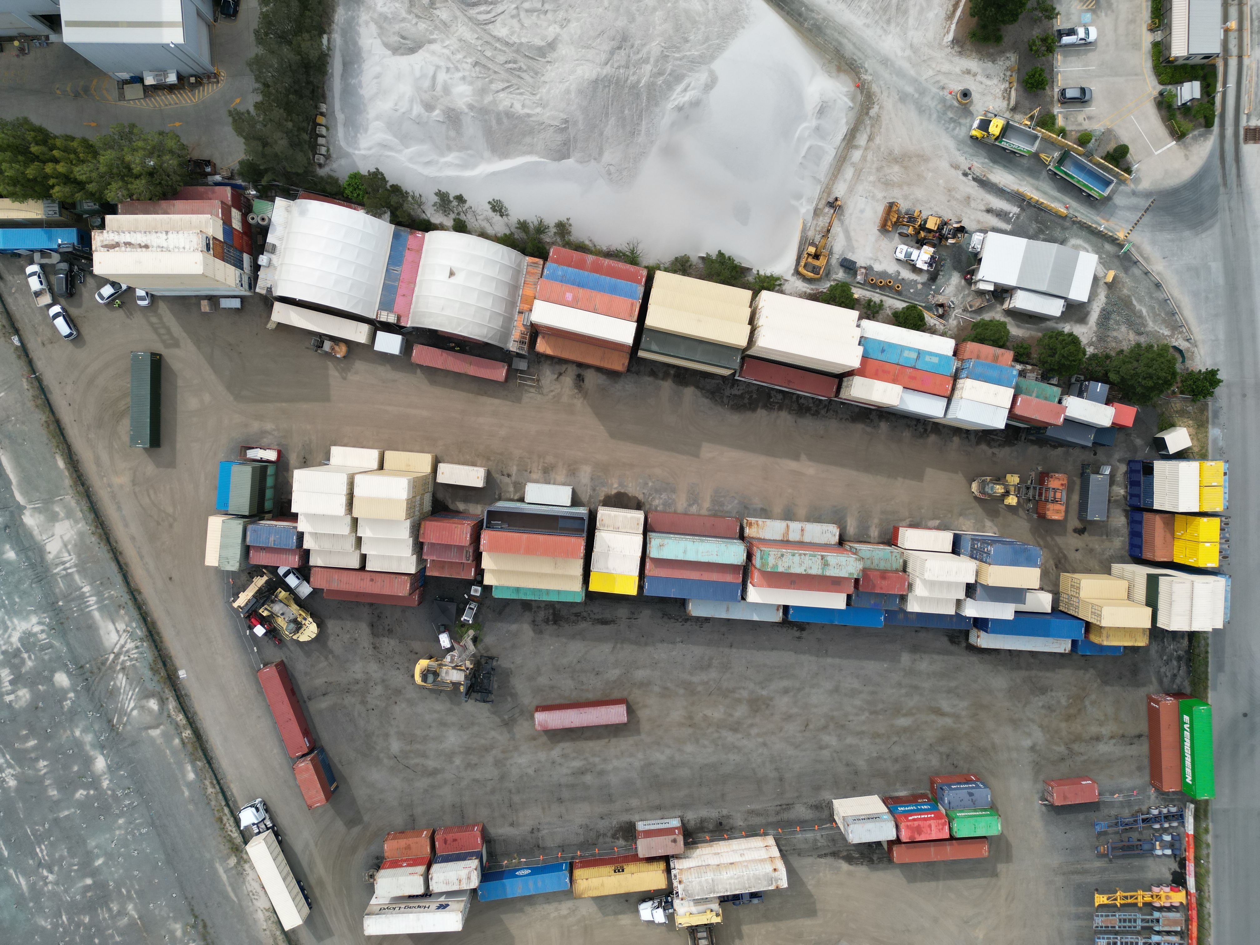 Hemmant shipping container depot from a top down view