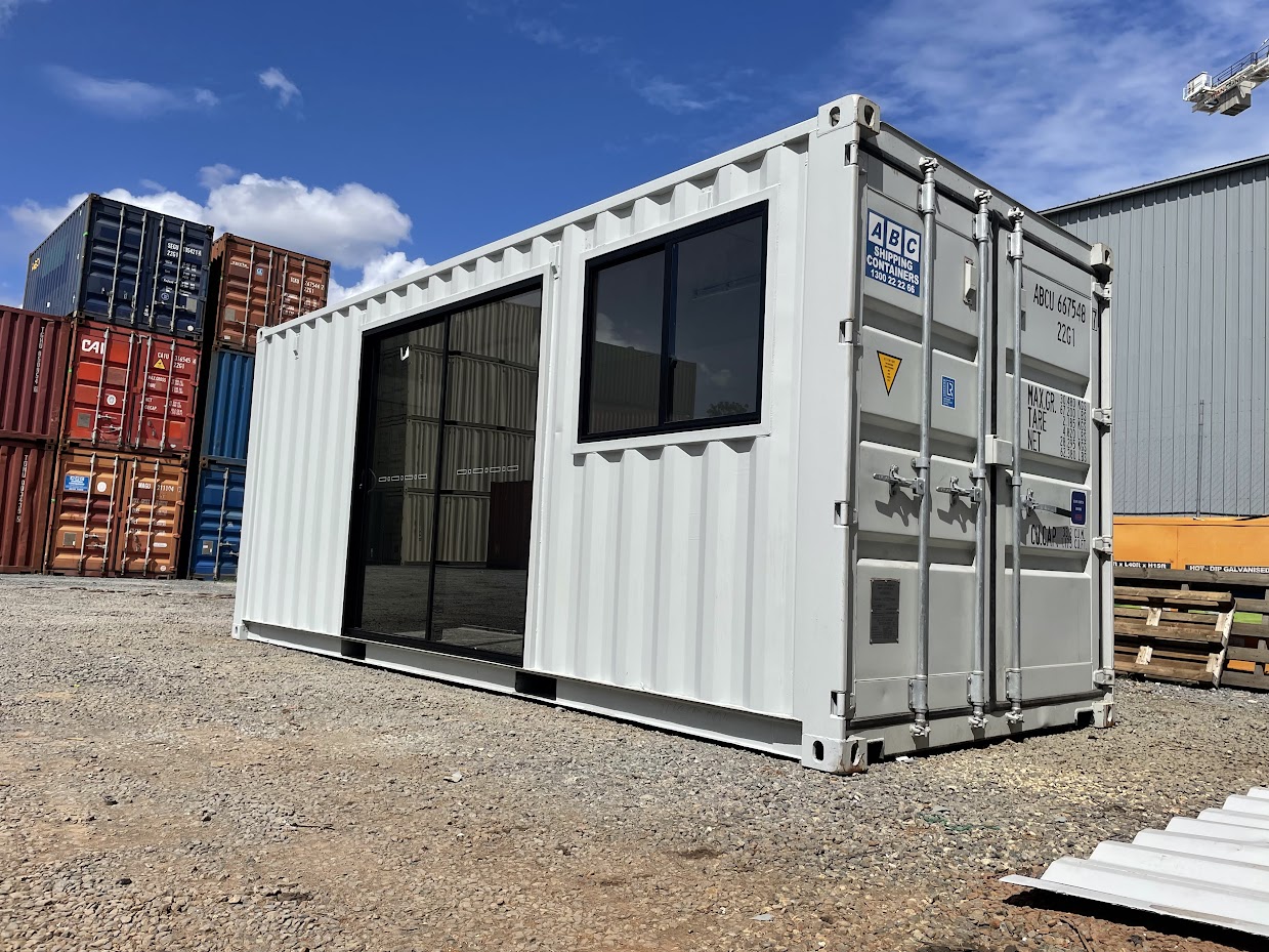A modified shipping container