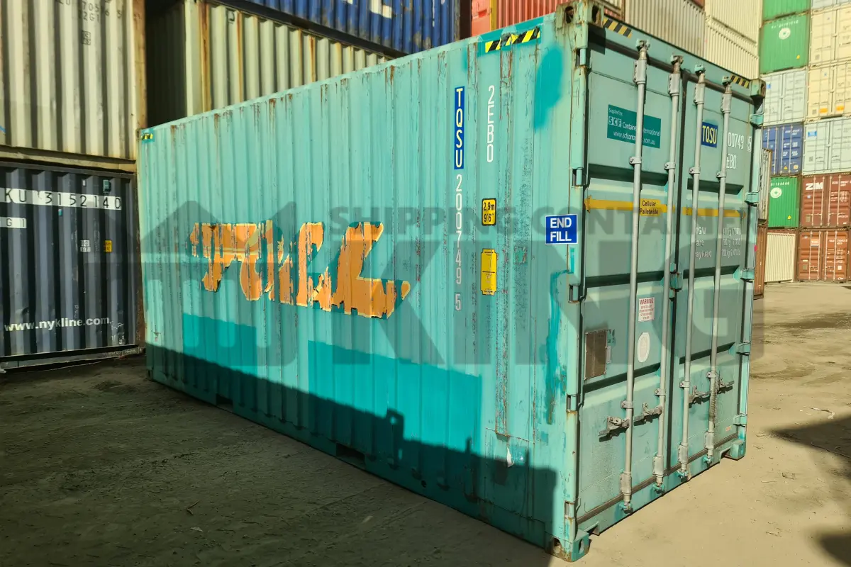 20' High Cube Bulker Shipping Container (Steel Floor With Roof Hatches, 2 Pallets Wide)